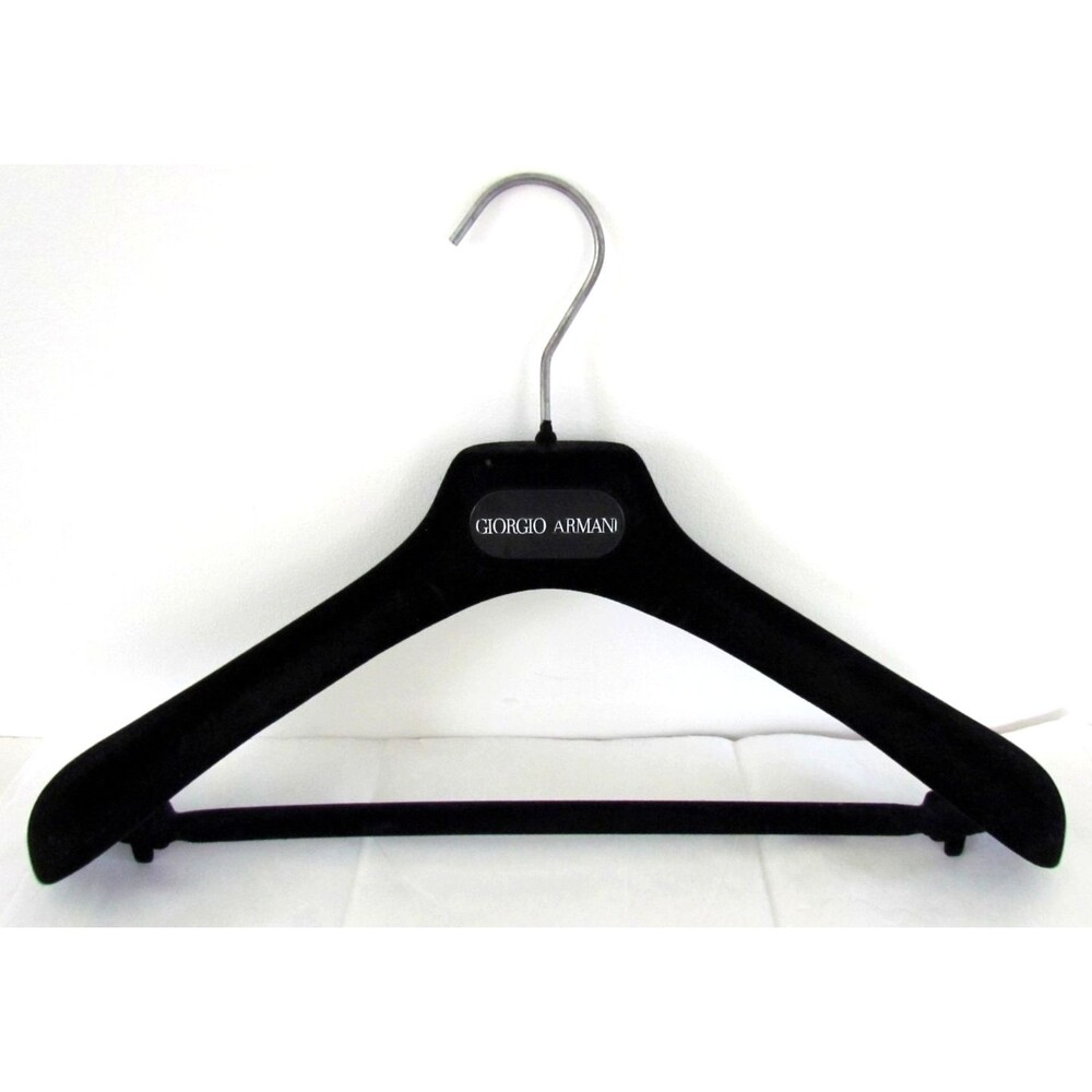 Y2K Giorgio Armani Velvet Felt Coated Plastic Hanger Top Shirt Jacket Coat Black